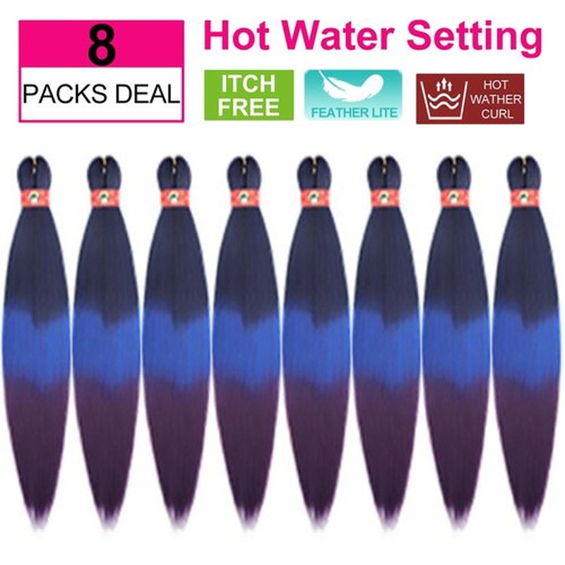 ATRAENTE Braiding Hair Pre Stretched,18 Inch 8 Packs Ombre Braiding Hair for Boho Box Braids Yaki Texture Hot Water Setting Soft And Light(18"1B/33/30)