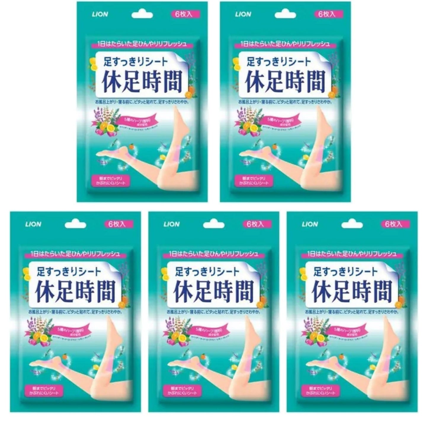 Japanese Cooling Foot Patch 6 Sheets x 5 Pack - Foot Pads - Herbal Fragrance - Refreshing Gel Sheet Patches for Tired Legs & Feet - Ideal After Sports, Heels, Standing - 2 in 1 deep Cleansing