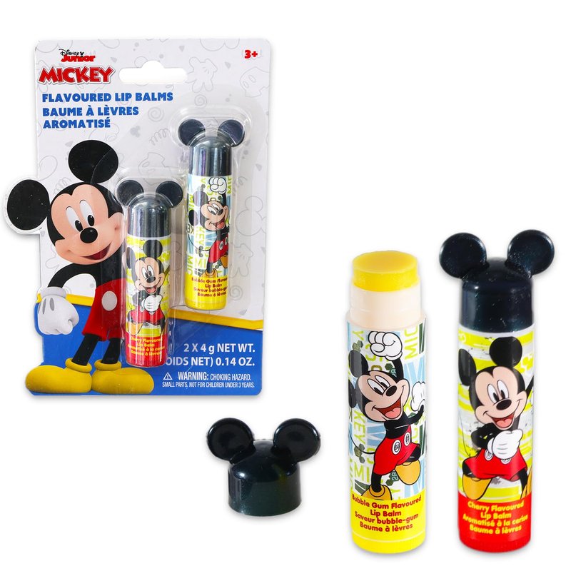 Mickey & Minnie Mouse Lip Balm Set - 4 Assorted Flavors with Stickers | Perfect Party Favors for Kids