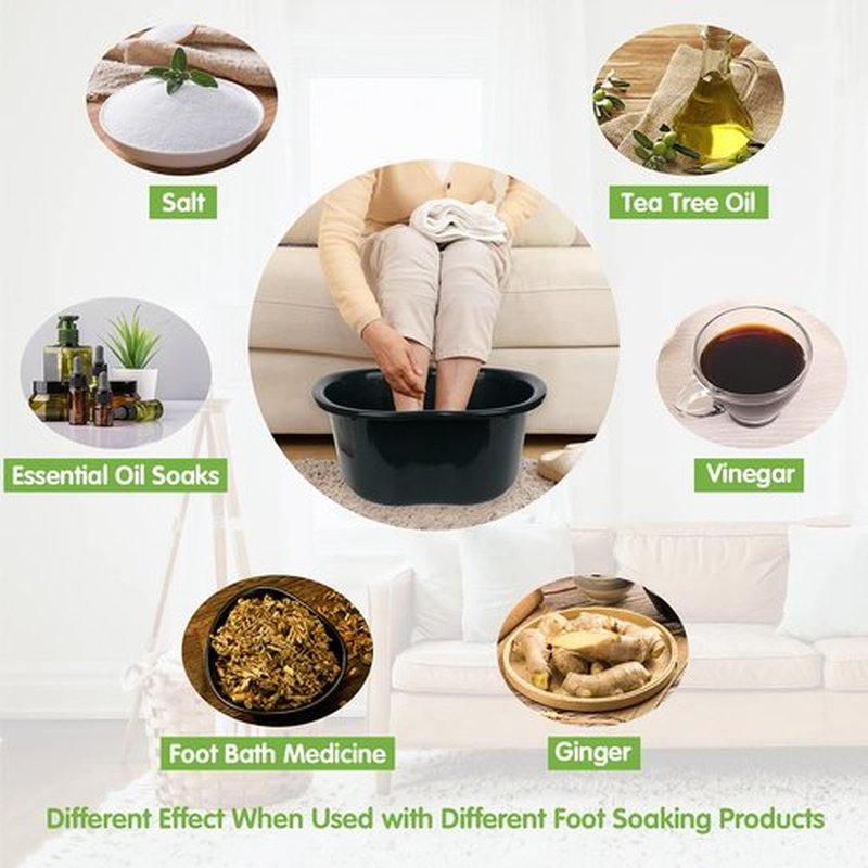 Lemoncy Foot Soaking Tub, Durable Foot Soaking Bath Basin Large Foot Bucket Wash Basin Plastic Foot Tub Convenient Foot Massager Spa for Detox,Toe Nails, and Ankles,Pedicure (Black)