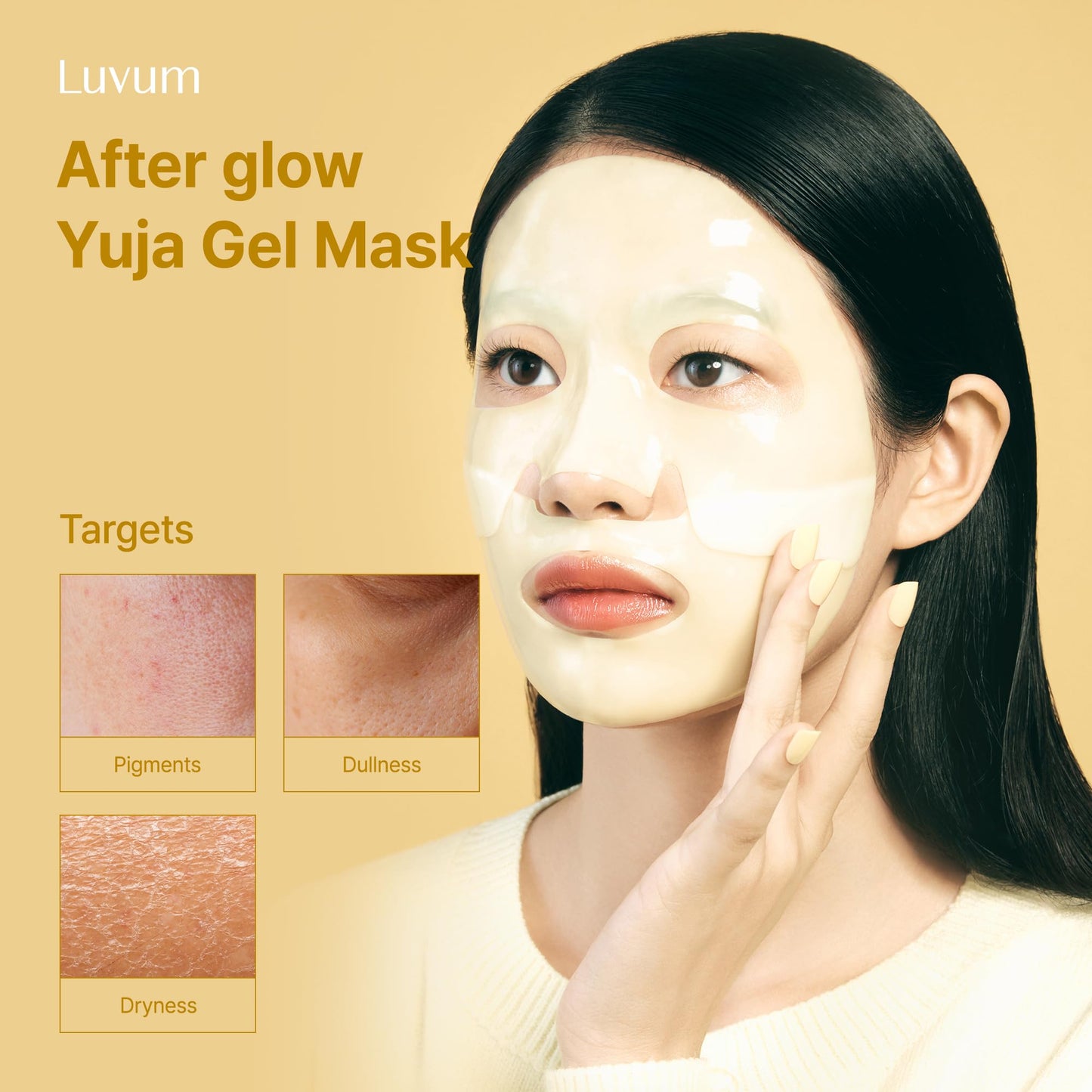 LUVUM Afterglow Yuja Gel Mask, Vitamin C, Overnight Hydrogel Mask, 4+1 Pack