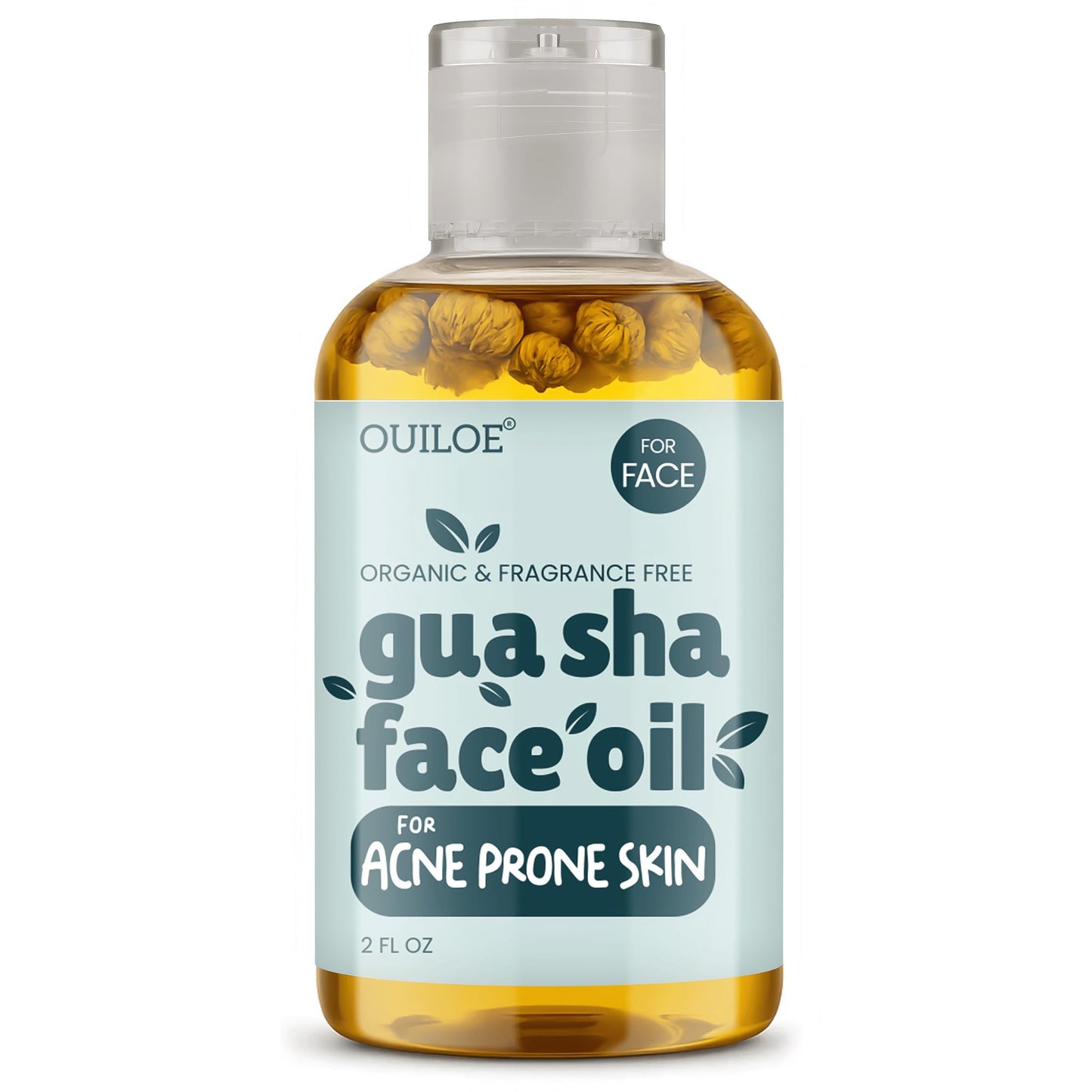 Gua Sha Facial Oil for Acne Prone Skin - Non Comedogenic Face Oil for Gua Sha - Non Greasy Face Massage Oil - Unscented, Lightweight, Natural and Non Irritating, 2oz by Ouiloe
