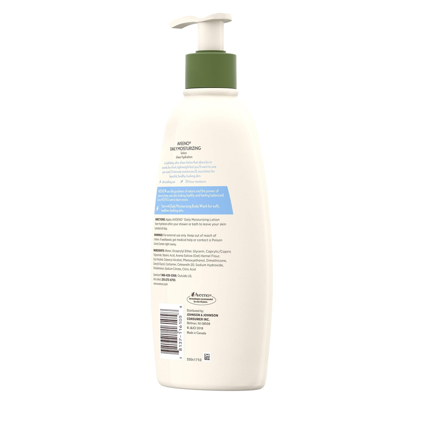 Aveeno Sheer Hydration Daily Moisturizing Lotion for Dry Skin with Soothing Oat, Lightweight, Fast-Absorbing & Fragrance-Free Intense Body Moisturizer, 18 fl. oz