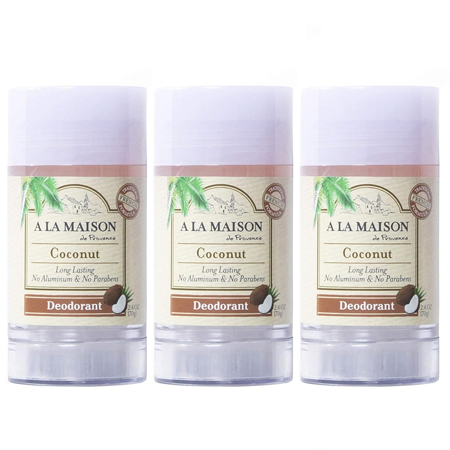 A La Maison Fresh Sea Salt Aluminum Free Deodorant for Women and Men - Natural Deodorant (3 Stick Bulk Pack)