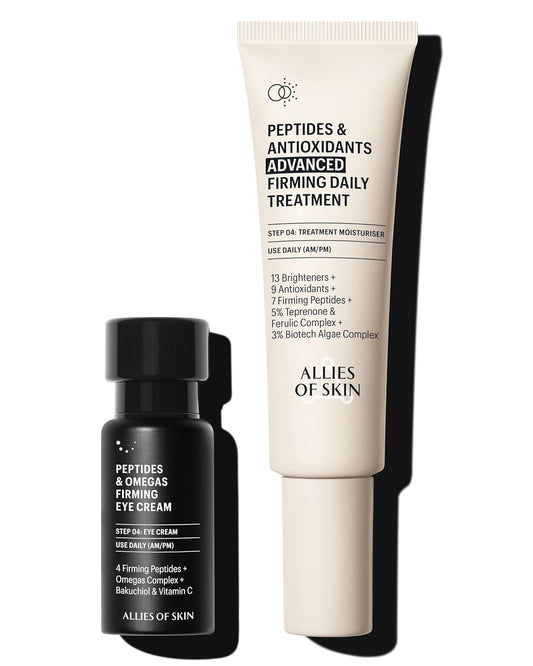 Allies of Skin Peptides Firming Eye Cream & Daily Moisturizer Duo - Anti-Aging Hydration for Face & Neck (0.5 oz / 1.6 oz)
