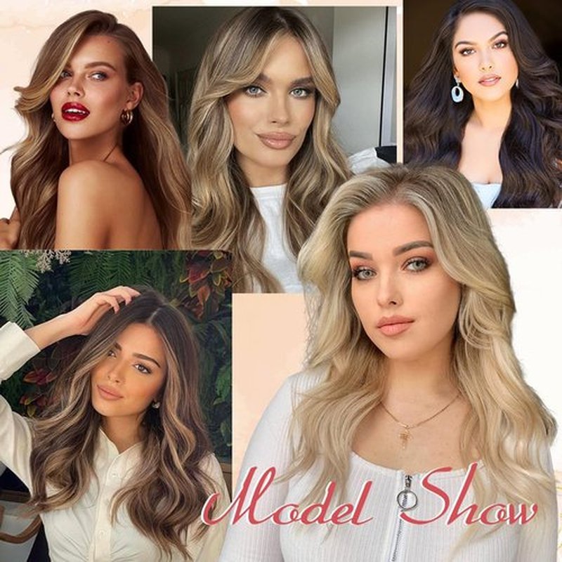 REBECCA STYLE Long Body Wave Wigs for Black Women Side Part Long Wavy wigs 20 Inch Synthetic Wig Natural Looking Glueless Heat Resistant Replacement Wig (Ombre Blonde)