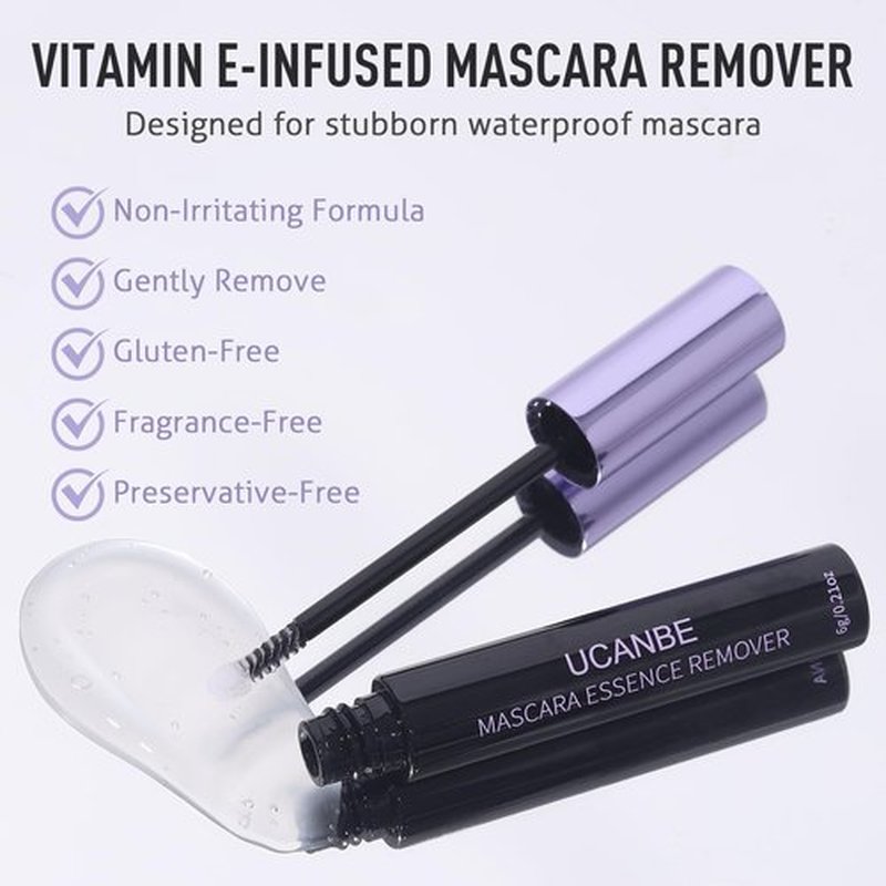 UCANBE Mascara & Cluster Lash Glue Remover, Nourishing Non-Irritating Lash Cleanser with Vitamin E for Real & False Eyelashes, Glides Off Waterproof Eye Makeup Effortlessly, Ideal for Sensitive Skin