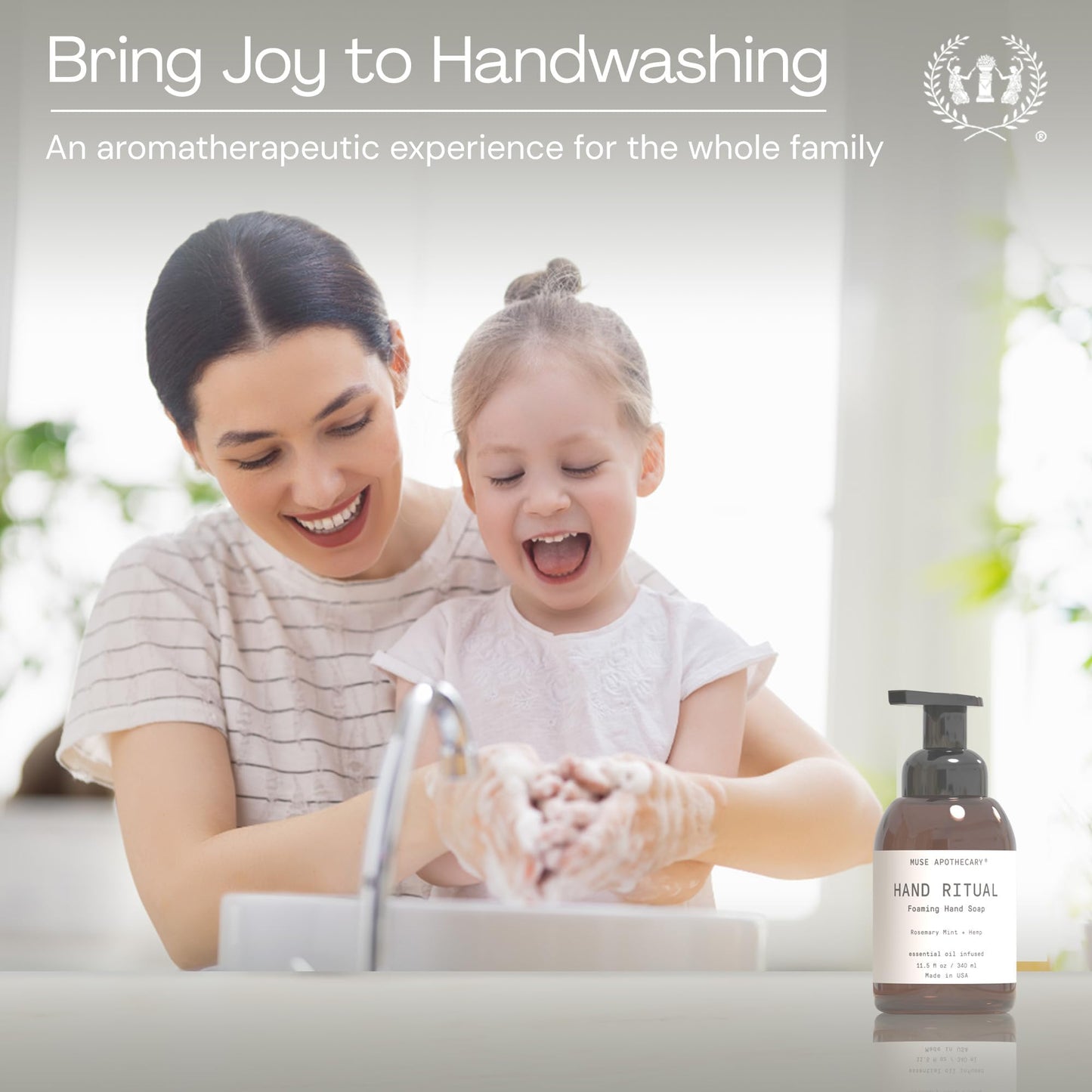 Muse Apothecary Hand Ritual - Aromatic and Nourishing Foaming Hand Soap, Infused with Natural Aromatherapy Essential Oils - USDA Certified Biobased - 11.5 oz, Coconut + Sandalwood, Pack of 2
