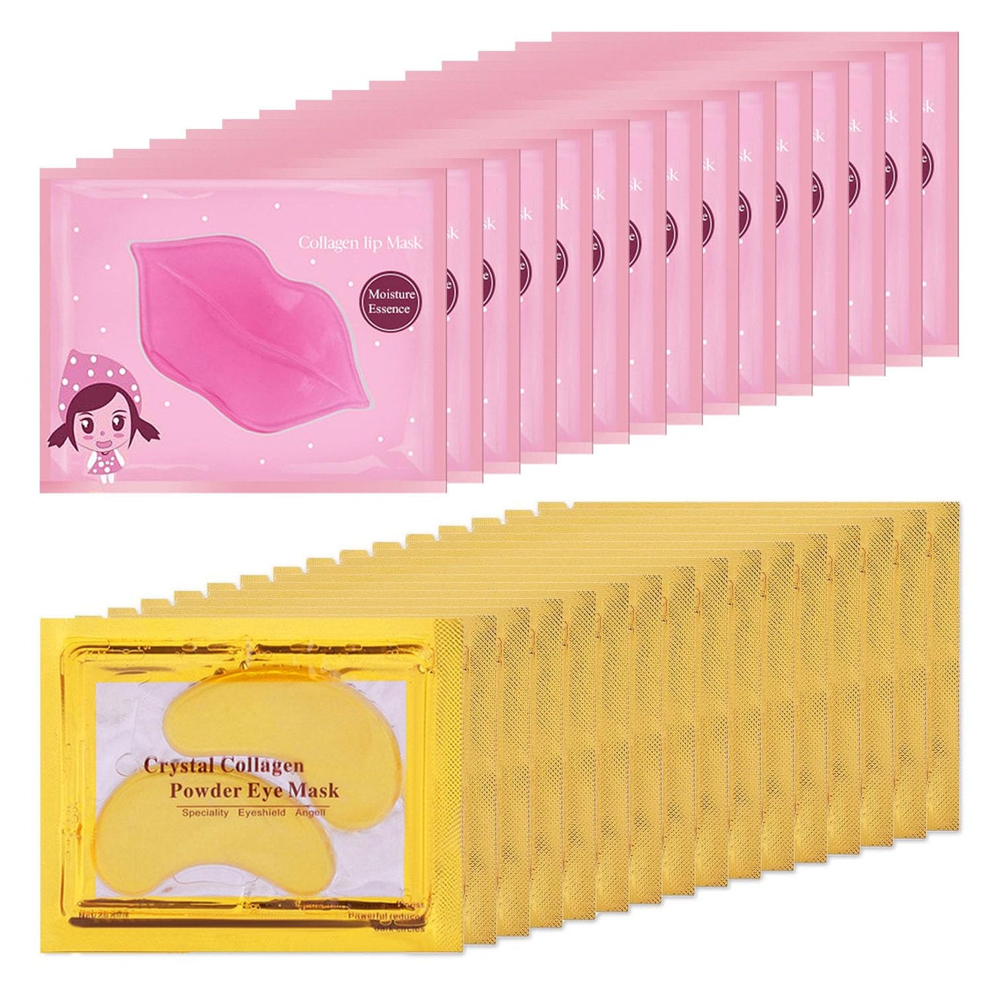 Eakroo 30 Pairs Lip Masks & Eye Masks, Gold Eye Patches, Under Eye Mask, Party Favors for Adults, Things for Teen Girls, Bridal Shower Gifts, Pink Gifts for Women, Spa Party Supplies for Girls