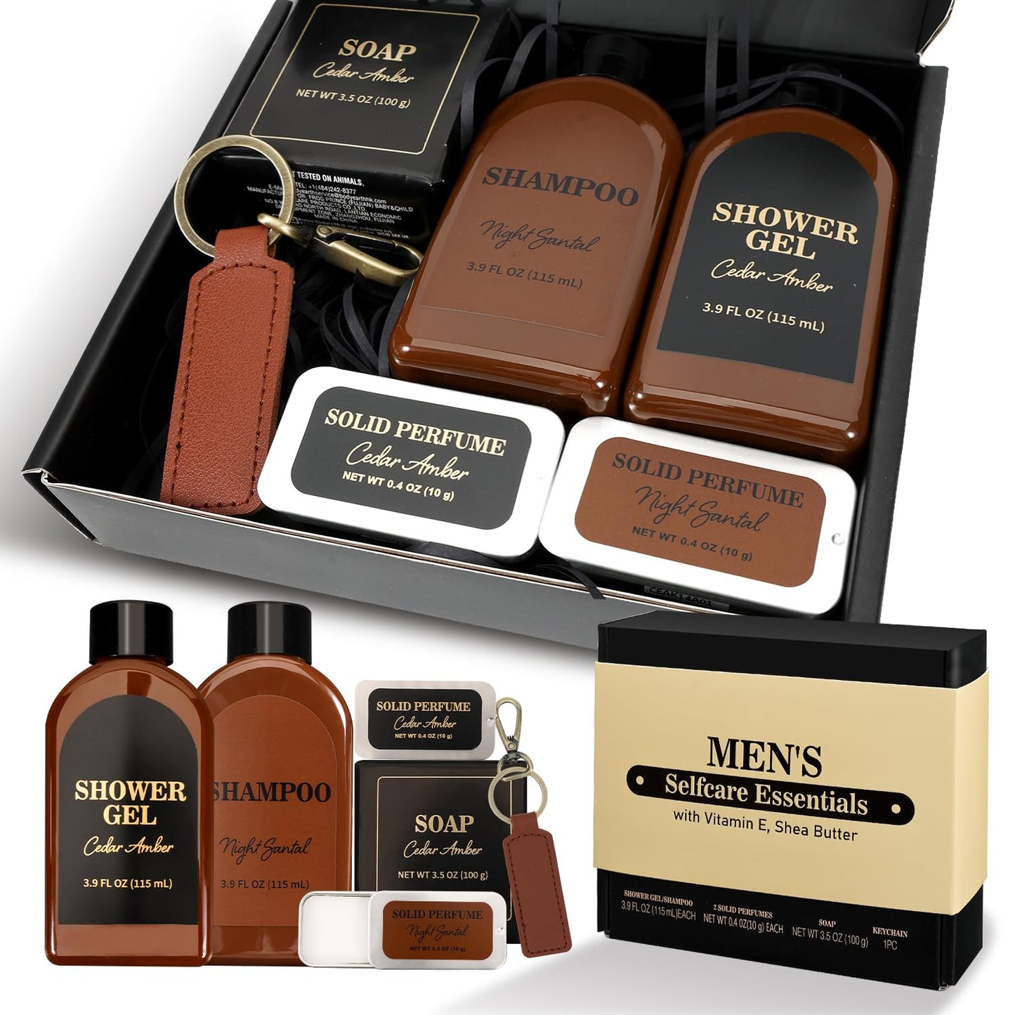 Men's Self Care Gift Set - Cedar & Santal Bath Spa Basket for Father's Day