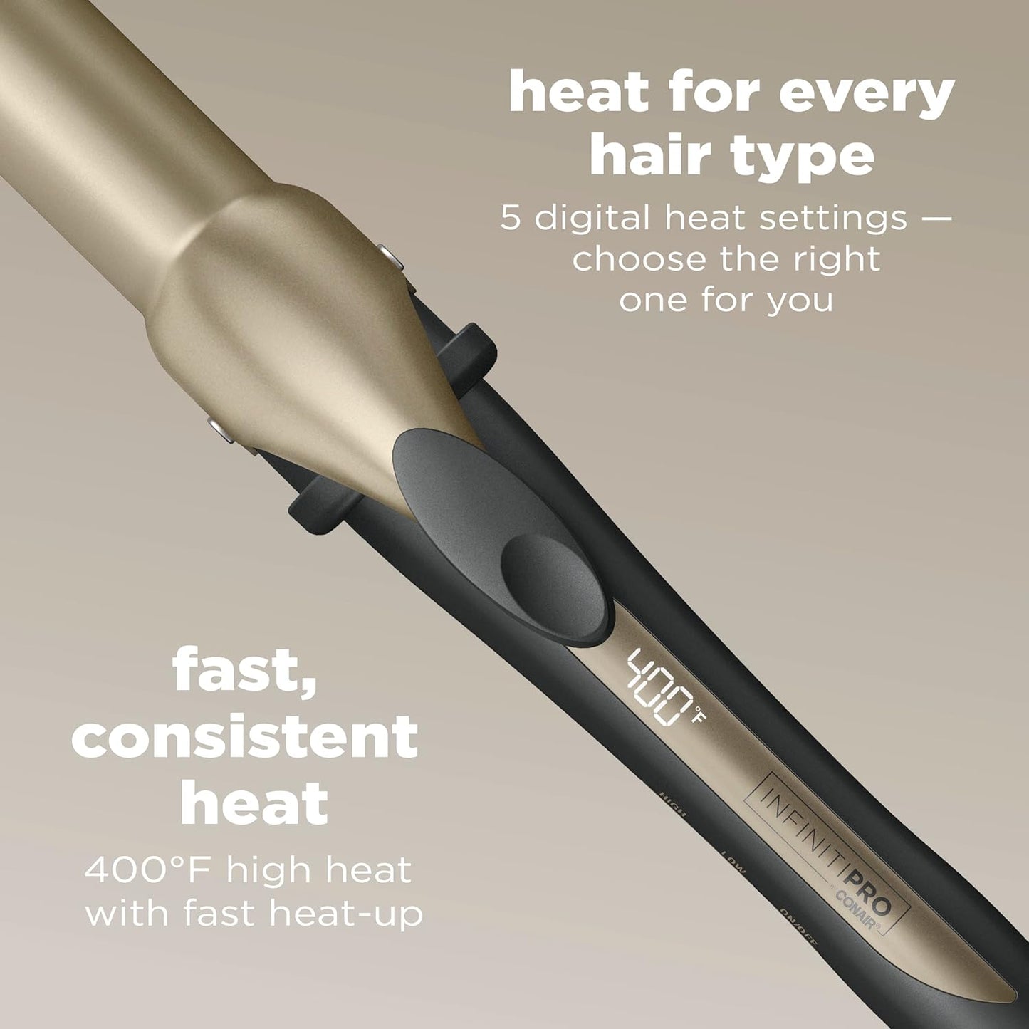 Tourmaline Ceramic Tapered Curling Wand - 1 1/4" to 3/4" for Beachy Waves