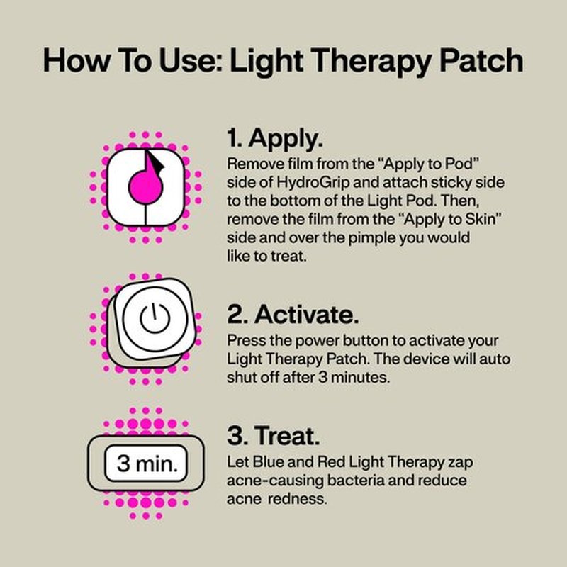 l.a.b Light Therapy Acne Patch, 2-Pack, LED Red and Blue Light Hydrocolloid Acne Patches, Fast Acting 3 Minute Skin Care Pimple Patch Spot Regimen for Zits, Blemishes, 60 Uses