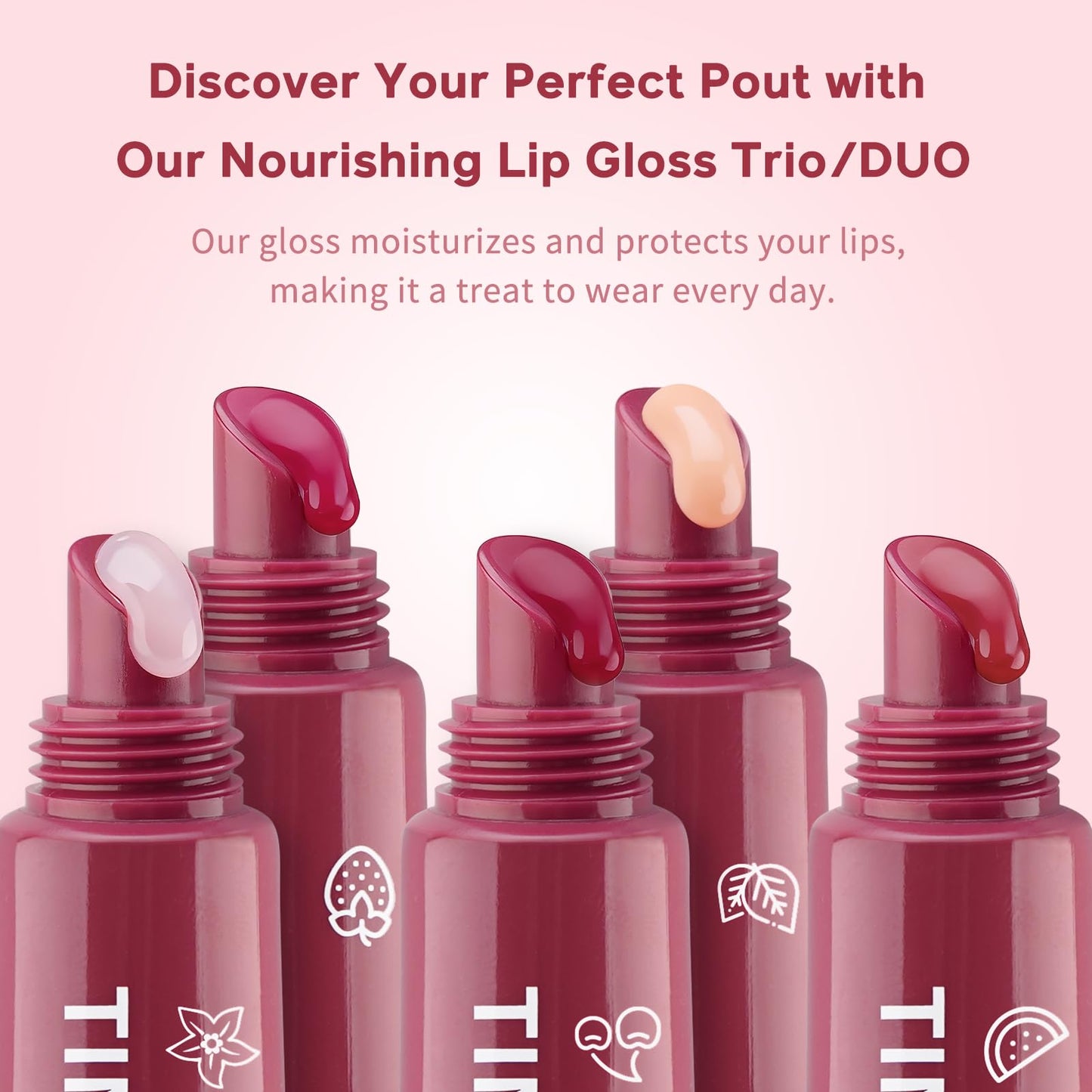 Color Nymph Tinted Lip Gloss Duo, Nourishing Lip Balm Set with Shea Butter & Vitamin E, Non-Sticky Intense Hydrating Lipgloss for Dry Lips, Sheer Tint | Vegan & Cruelty-free, #02 Watermelon & Mint