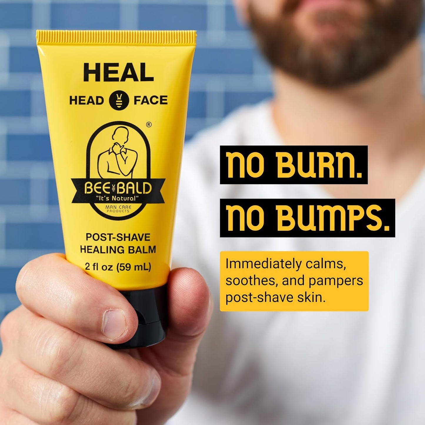 Bee Bald HEAL Aftershave Balm for Men - Soothes Razor Burn & Skin Irritations | 2 Fl Oz