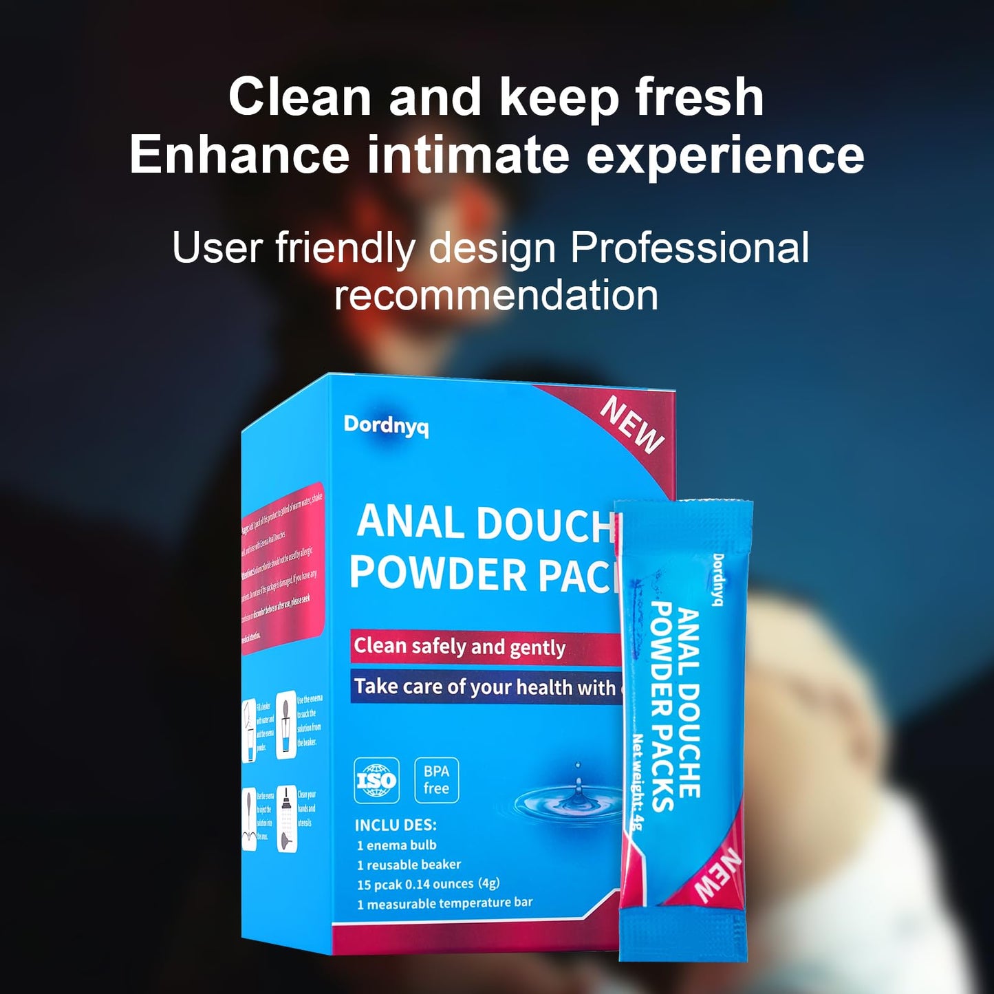 Anal Douche Powder Anal Cleaner Shower Enema nal Cleaner pH Balanced Includes rinsing Beaker and 12 Packs of Anal Douche Powder