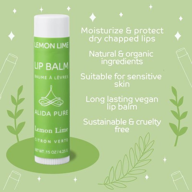 ALIDA PURE Citrus Lip Balm Collection, Vegan Lip Balm Set, Bees Wax Free, Coconut Oil Free, Avocado Oil, Organic Jojoba Oil, Vitamin E, Natural Moisturizer For Dry Cracked Lips, 3 Tube Set