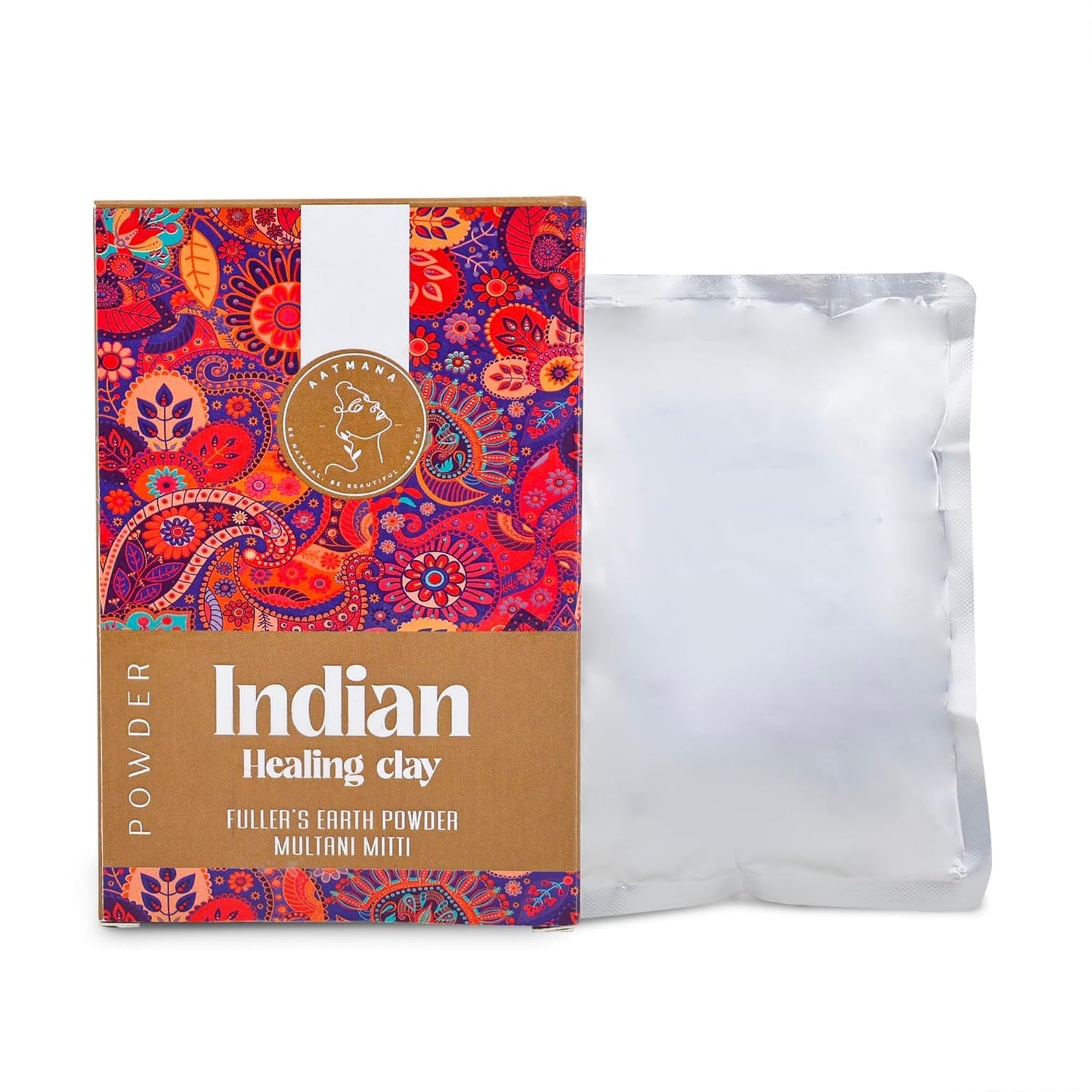 AATMANA Fullers Earth Powder | Multani Mitti | Indian Healing Clay | Deep Skin Pore Purifying Face Mask Skin care & Dirt Remover - 100g