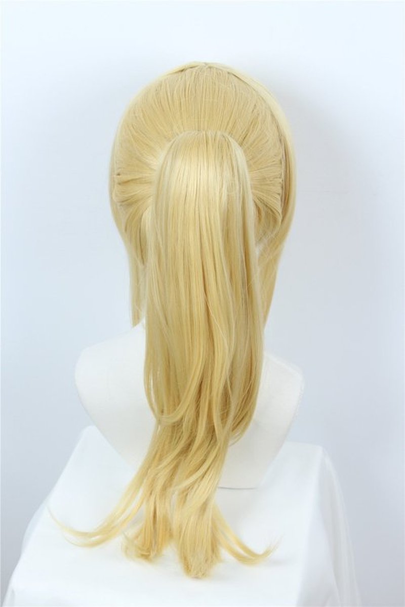Linfairy Womens Blonde Wig Costume Cosplay Wig + 50cm Ponytail