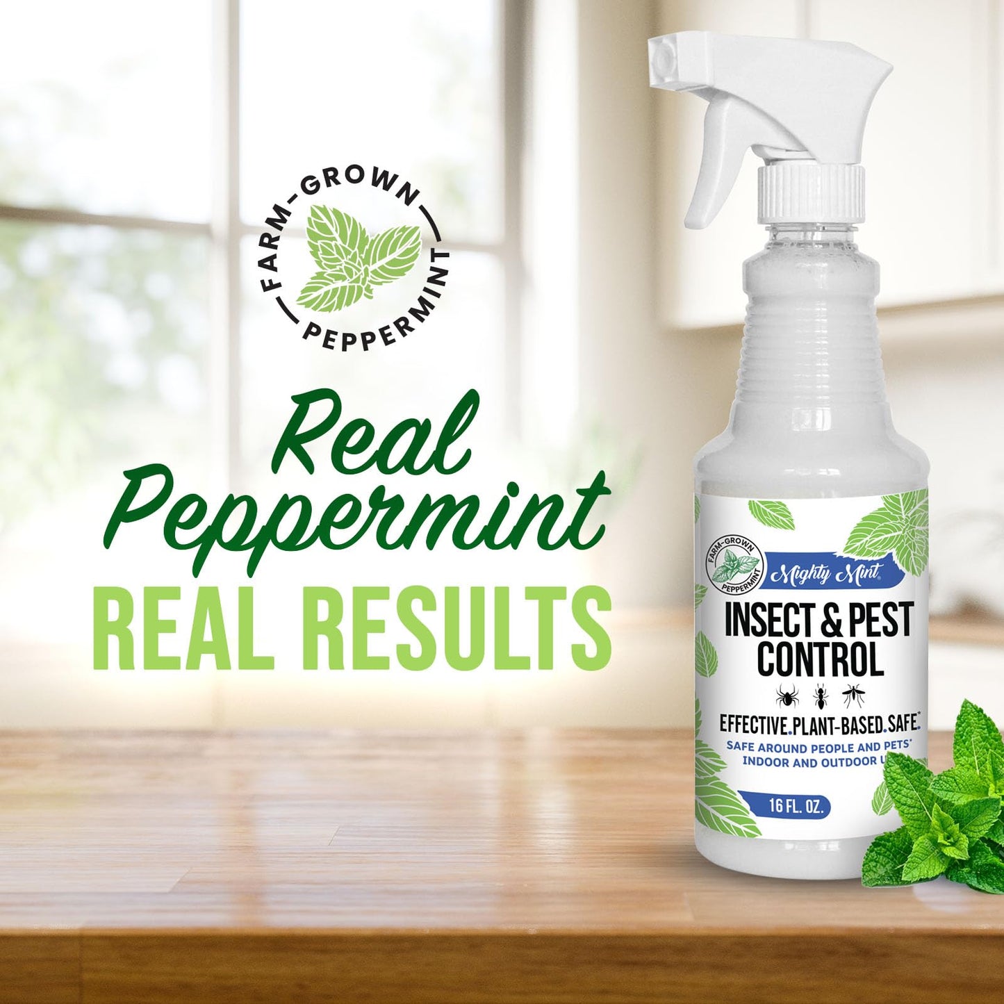 Mighty Mint Peppermint Oil Insect Repellent Spray – Indoor & Outdoor Bug Control for Spiders, Ants, Roaches, and More – Plant-Based, Extra-Strong Formula - 16 oz