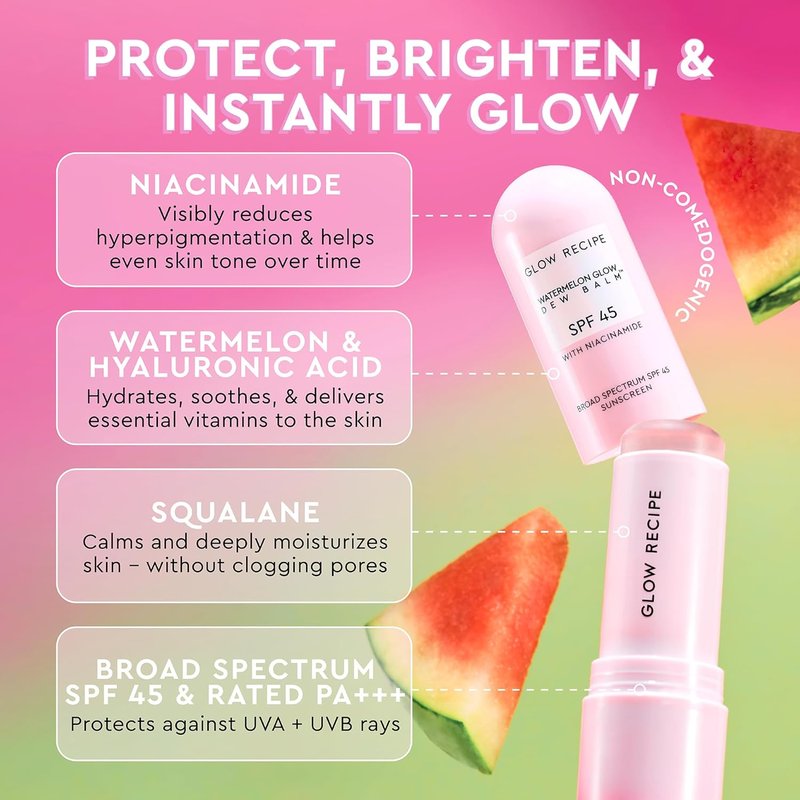 Glow Recipe Face Sunscreen Stick SPF 45 | Hydrating Korean Sunscreen with Hyaluronic Acid & Niacinamide - Travel Size (.58oz)
