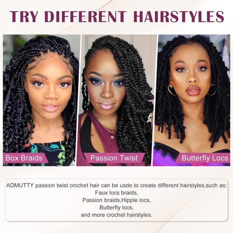 Passion Twist Crochet Hair,Passion Twist Hair 12 Inch,8 Packs Pre-twist Passion Twist Hair,Short Passion Twist Crochet Braids,Pre Looped Crochet Hair For Black Women(1B)
