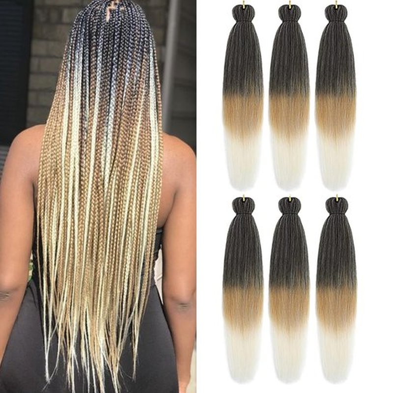 Liang Dian Pre-Stretched Braiding Hair 22 inch 6 packs Hot Water Setting Synthetic Hair Crochet Braiding Hair Extension (1B/27/613)