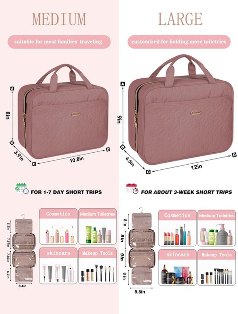 BALULHG Brown Toiletry Bag, Makeup Organizer, Travel Bag For Women Mens Toiletries, Waterproof with Hanging Hook, Large Capacity