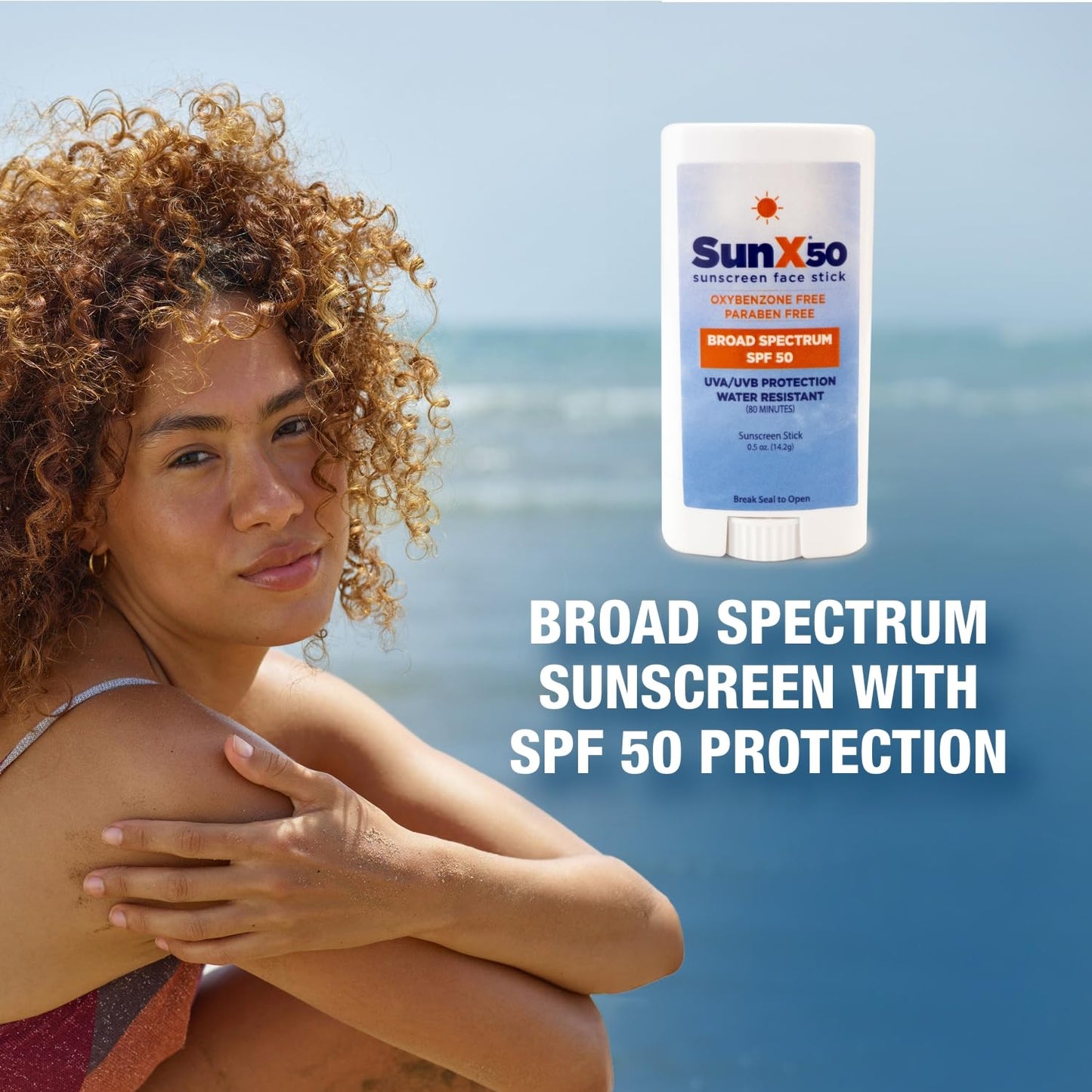 CoreTex Sun X 50 SPF Broad Spectrum Sunscreen Face Stick - 0.5oz Travel Size Stick of Paraben, Oxybenzone, Octinoxate, & Oil Free Sunscreen - No White Cast, Water Resistant Up to 80 Minutes