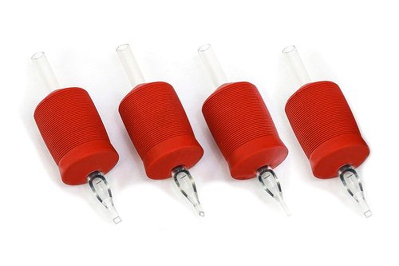 BEZTAT 30mm (6/5" Inch) Ultra Premium Clear Disposable Tubes w/Red Soft Silicone Grip- 15 Pack, Round Tip (5RT)