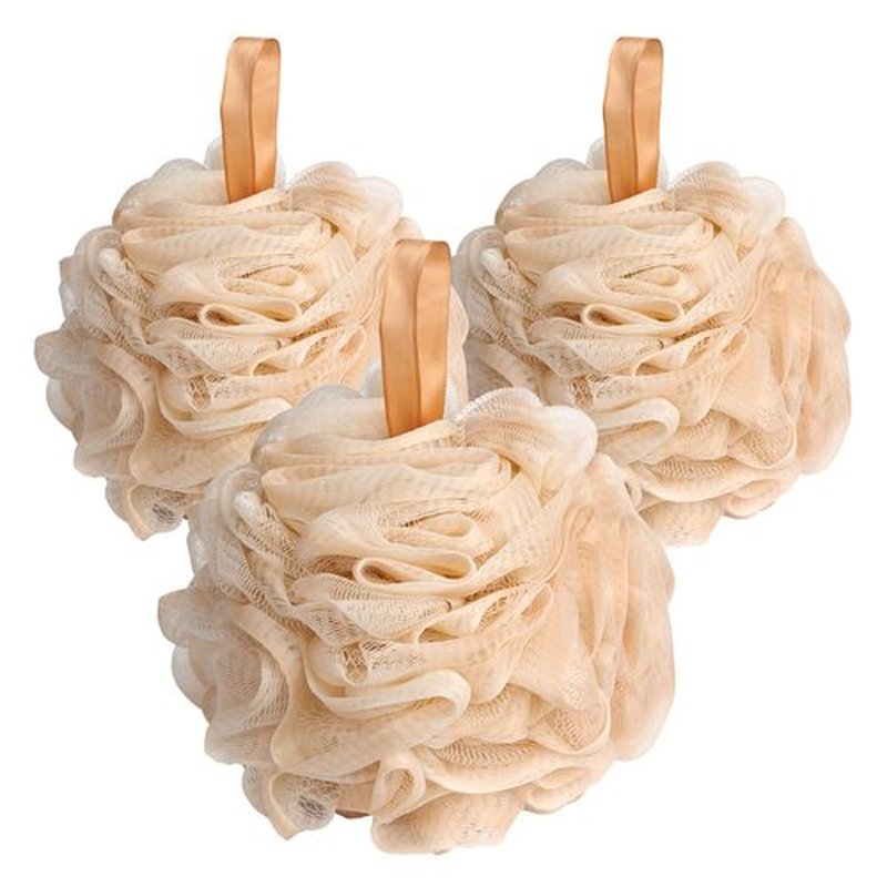 Fishent Loofah - Bath Sponge, 3 Pack 60G Large Shower Mesh Ball Soft Pouf Body Scrubber, Shower Loofah Fits for All Skin Types