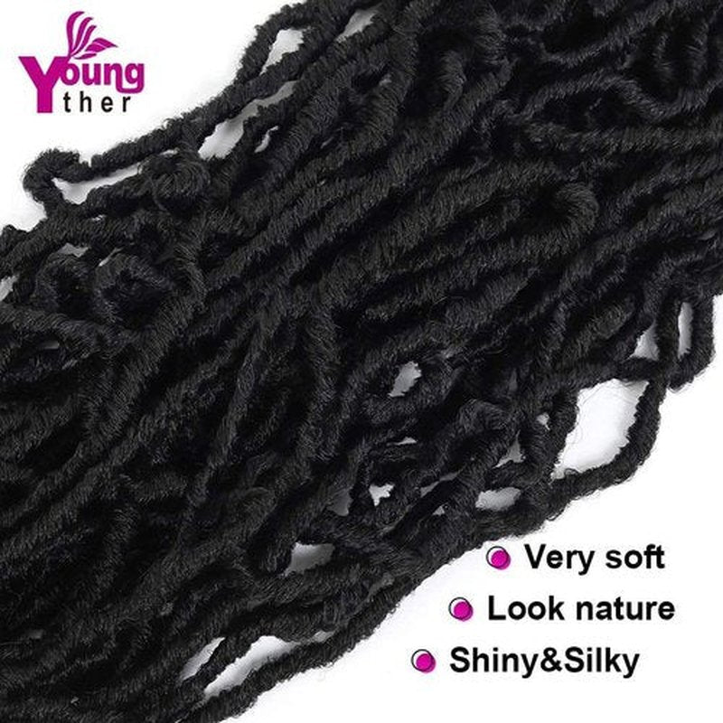 Youngther New Faux Locs Crochet Hair 24 inch 7 Packs Soft Crochet Locs For Natural Butterfly Locs Style - Pre Looped Goddess Locs Crocher Hair For Balck Women Synthetic Braiding Hair Extensions