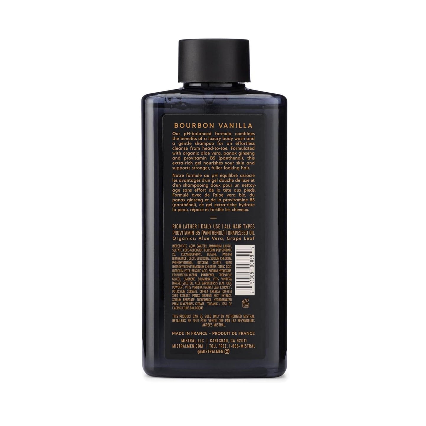 Men's 2-in-1 Body Wash & Shampoo - Black Amber, 13.5 oz | Natural, SLS & Paraben Free