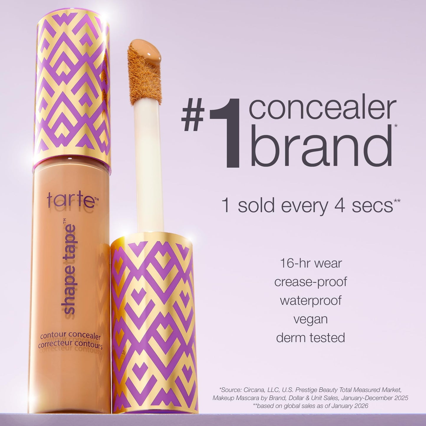 tarte shape tape concealer – Full-Coverage Creaseless Soft Matte Finish, Brightening Under-Eye & Face Makeup, 16hr Longwear, Vegan & Cruelty-Free, travel size, 20S light sand