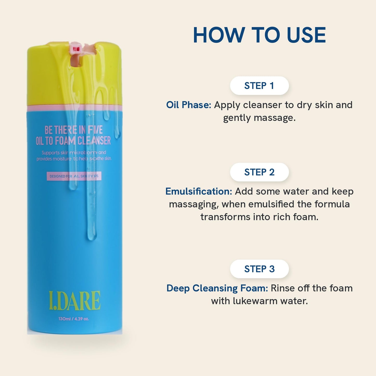 I.DARE Be There In Five Oil to Foam Face Wash & Makeup Remover 4.4oz