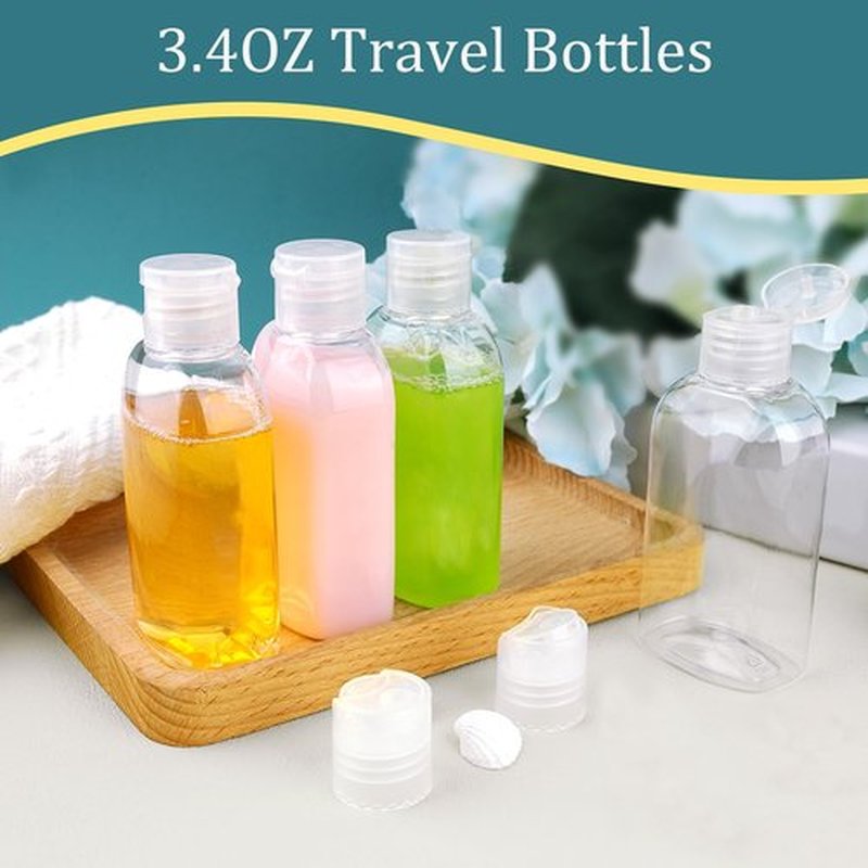 Cosywell Travel Shampoo Bottles 4pcs 3.4oz TSA Approved Travel Bottles for Toiletries Travel Size Bottles Leak Proof Empty Lotion Containers with Flip Cap Small Plastic Squeeze Bottles