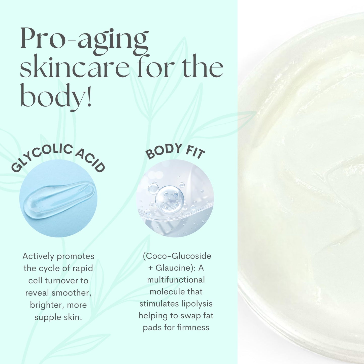 Serious Skincare, Glycolic Firming Retexturizing Body Cream with BODY FIT™, Moisturizing Lotion for Dry Skin, for Loose Crepey Skin Arms, Legs, Belly, Gentle Exfoliation for Smooth & Glowing Skin 8 Oz