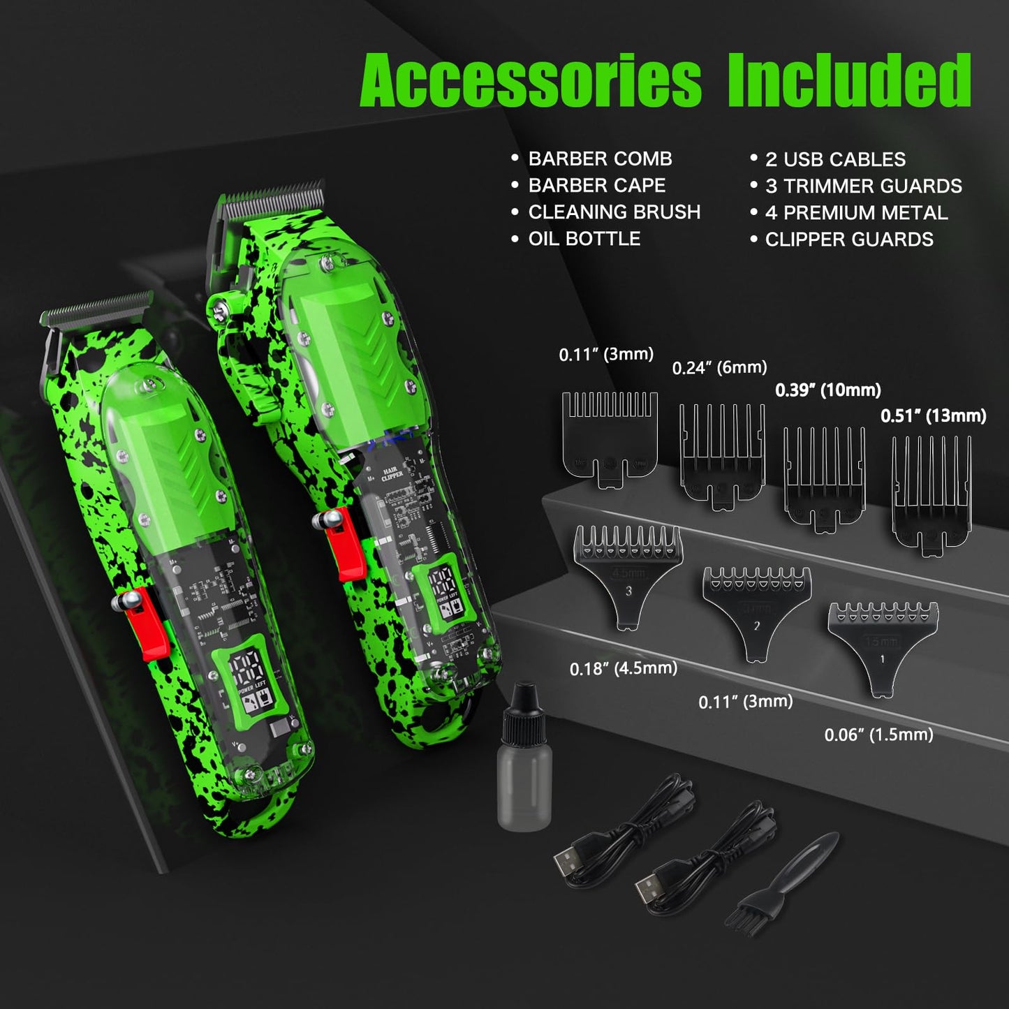 Tuanchuanrp Professional Hair Clippers for Men, Cordless Barber Clippers for Hair Cutting & Grooming, LED Display Hair Clippers and Trimmer Set for Barber Haircut with 8 Fade Taper Combs