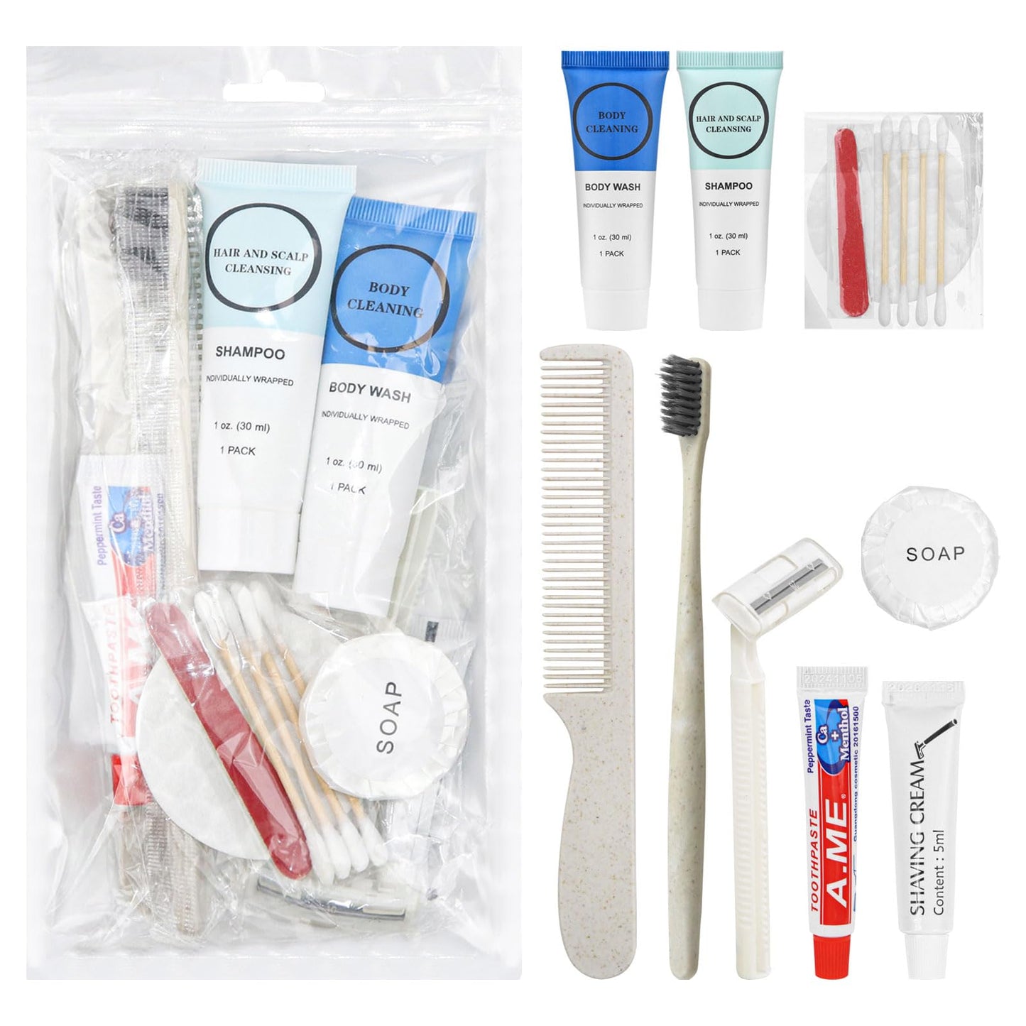 Toiletry Kits Homeless Personal Hygiene Care Package Kits Supplies In Bulk, Disposable Travel Size Essential Women Men Toiletries Set for Hotel, Charity, Camping, Travel (5 Pack)