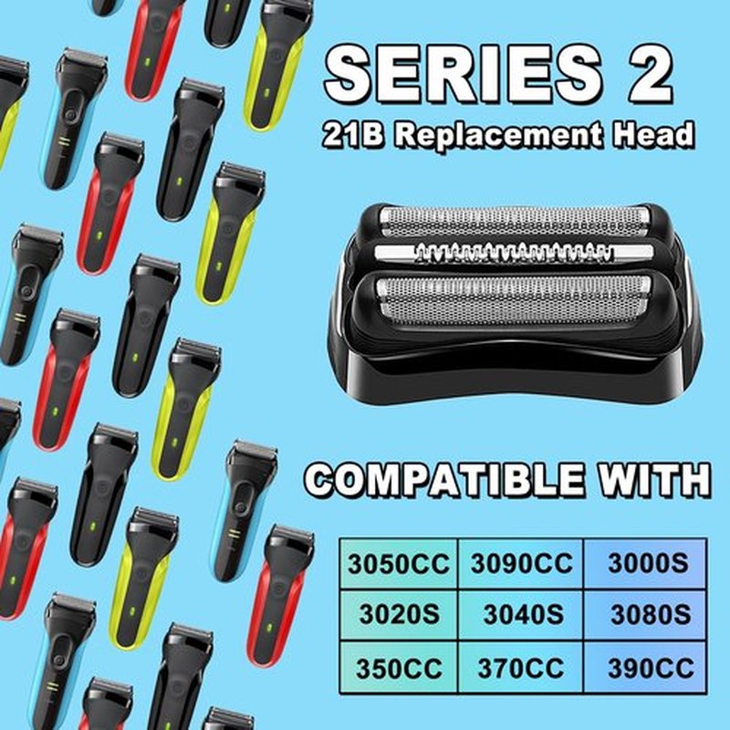 Series 3 21B Electric Shaver Replacement Head Compatible, 21B Replacement Electric Shaver Heads for Men Razor Shaving Blades Fit for Braun Series 3: 3040s 3000s 3050cc 3010s 3070cc 3080s 3090s 310s