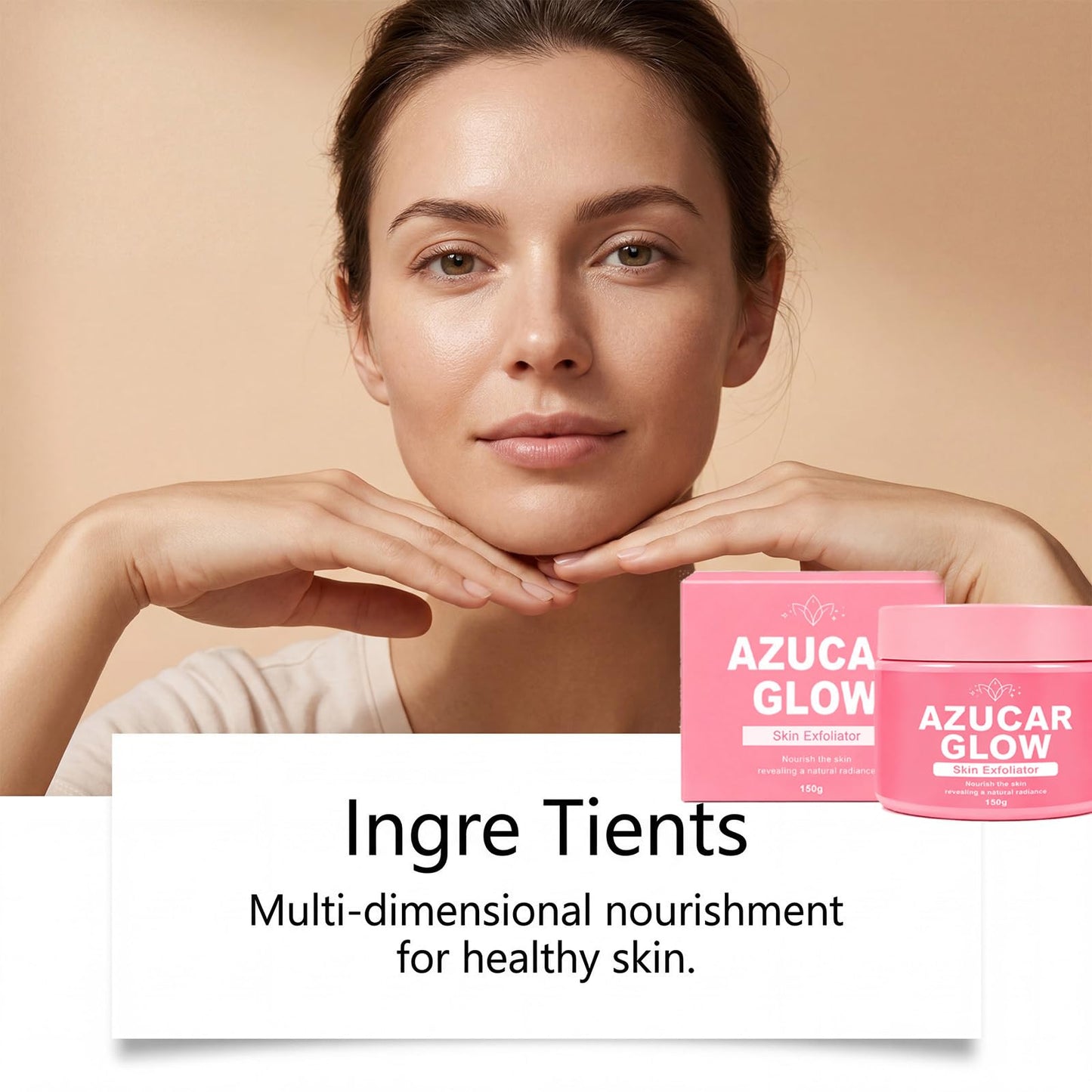 Azucar Glow Blanqueador Y Exfoliante, Natural Sugar Body Scrub with Vitamin C, Cucumber, And Chamomile Extract, Exfoliating & Moisturizing Body Polish, Organic Face & Body Scrub (1pcs)