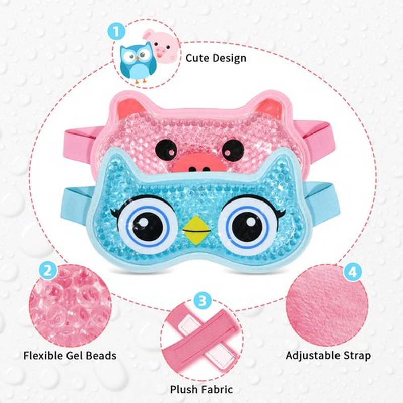 CONBELLA 2PCS Adorable Cooling Eye Mask Gel Eye Mask, Reusable Hot Cold Therapy Cold Eye mask for Post Surgery, Puffiness, Dark Circles, Eye Bags, Dry Eyes (Pig+owl)