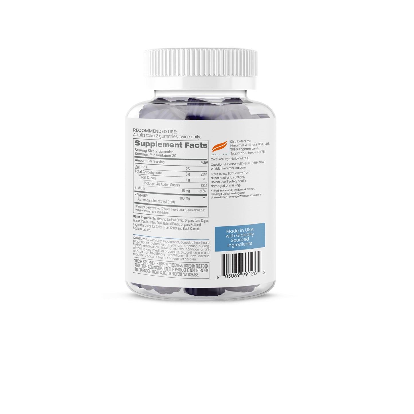 Himalaya KSM-66 Organic Ashwagandha Gummies, Ashwagandha Supplements to Help with Stress Relief, Energy and Relaxation, Ashwagandha Gummies for Women and Men, Delicious BlackBerry Flavor, 60 Gummies