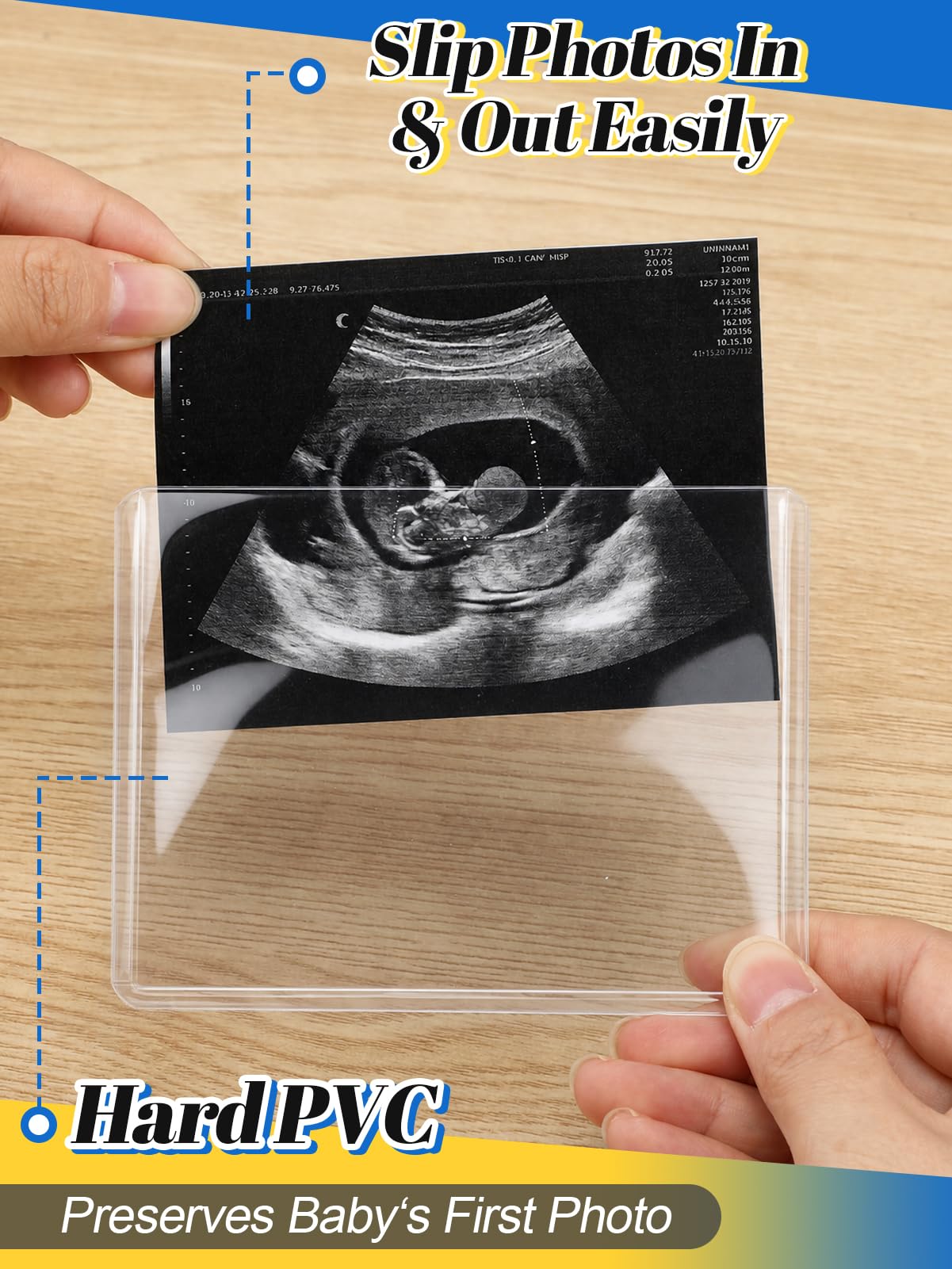 Easy Insert Photo Protector for 3x4in Ultrasound Pictures - Side-Loading to Keep Baby Sonogram Picture/Special Memories Safe, Pregnancy Journal Must Haves, Pregnancy Gifts for Expecting Mom, 20 Pack