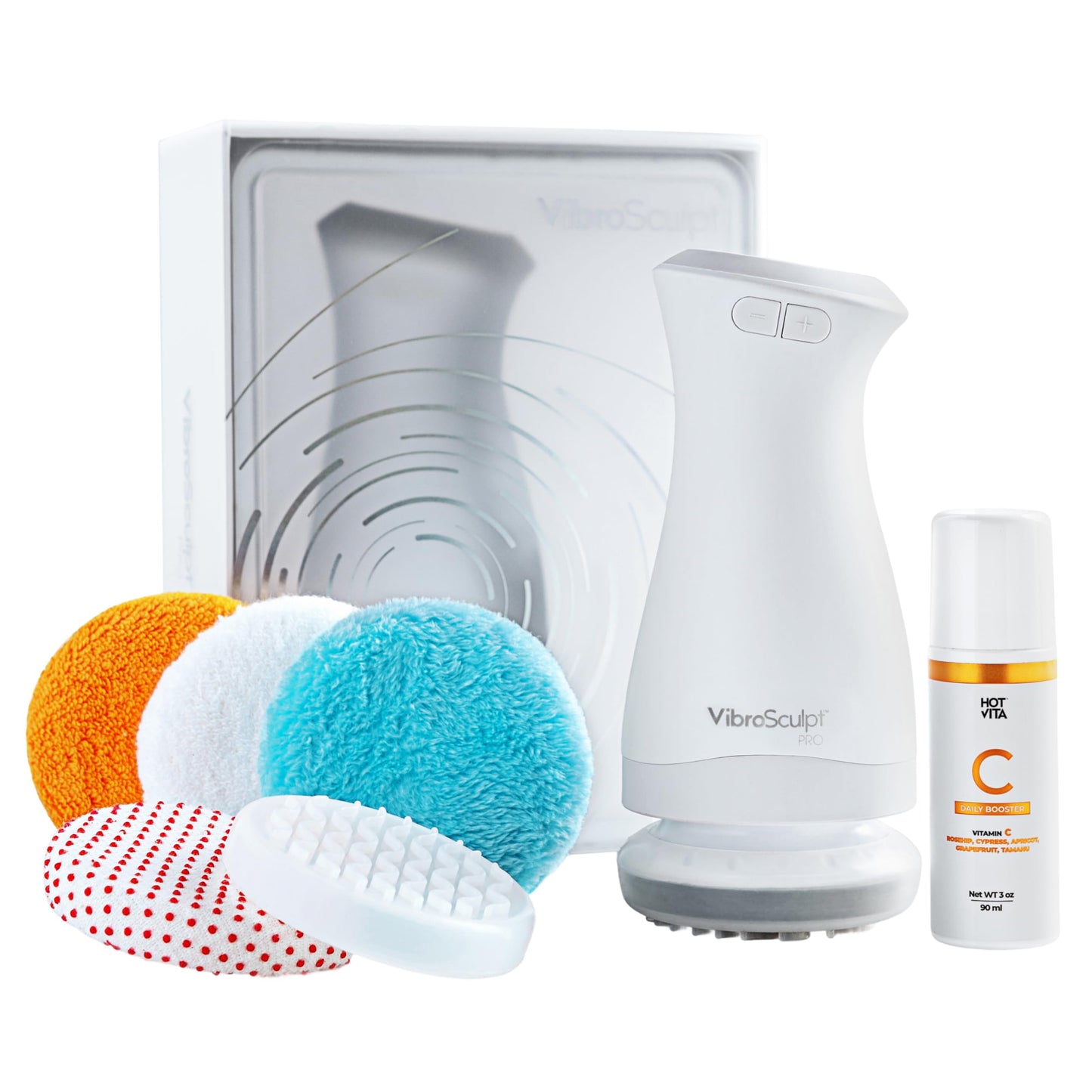 Vibro Sculpt Pro Kit with Pro Pads and Vitamin C – Complete Sculpting Massager Set with pro Pads and Vitamin C Serum Vitamin C Bundle for at-Home Contouring & Body Care