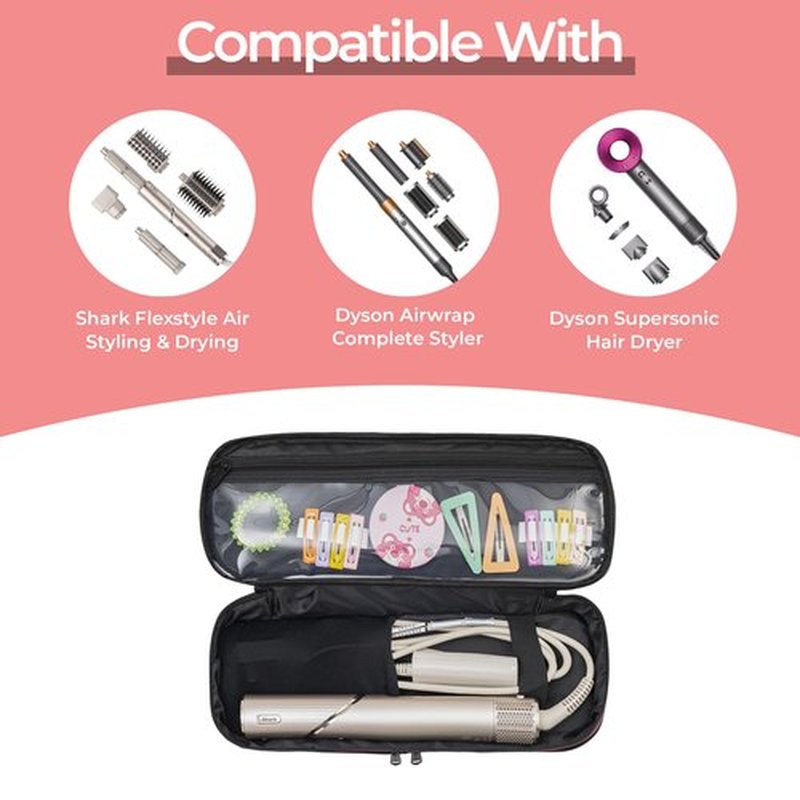 GREENESTA Hair Tools Travel Bag Compatible With Shark Flex Style Attachment, Shark Airwrap Flexstyle, Dyson Airwrap | Travel Case For Sharkflex Styler | Beauty Hair Dryer Attachments Storage Burgundy