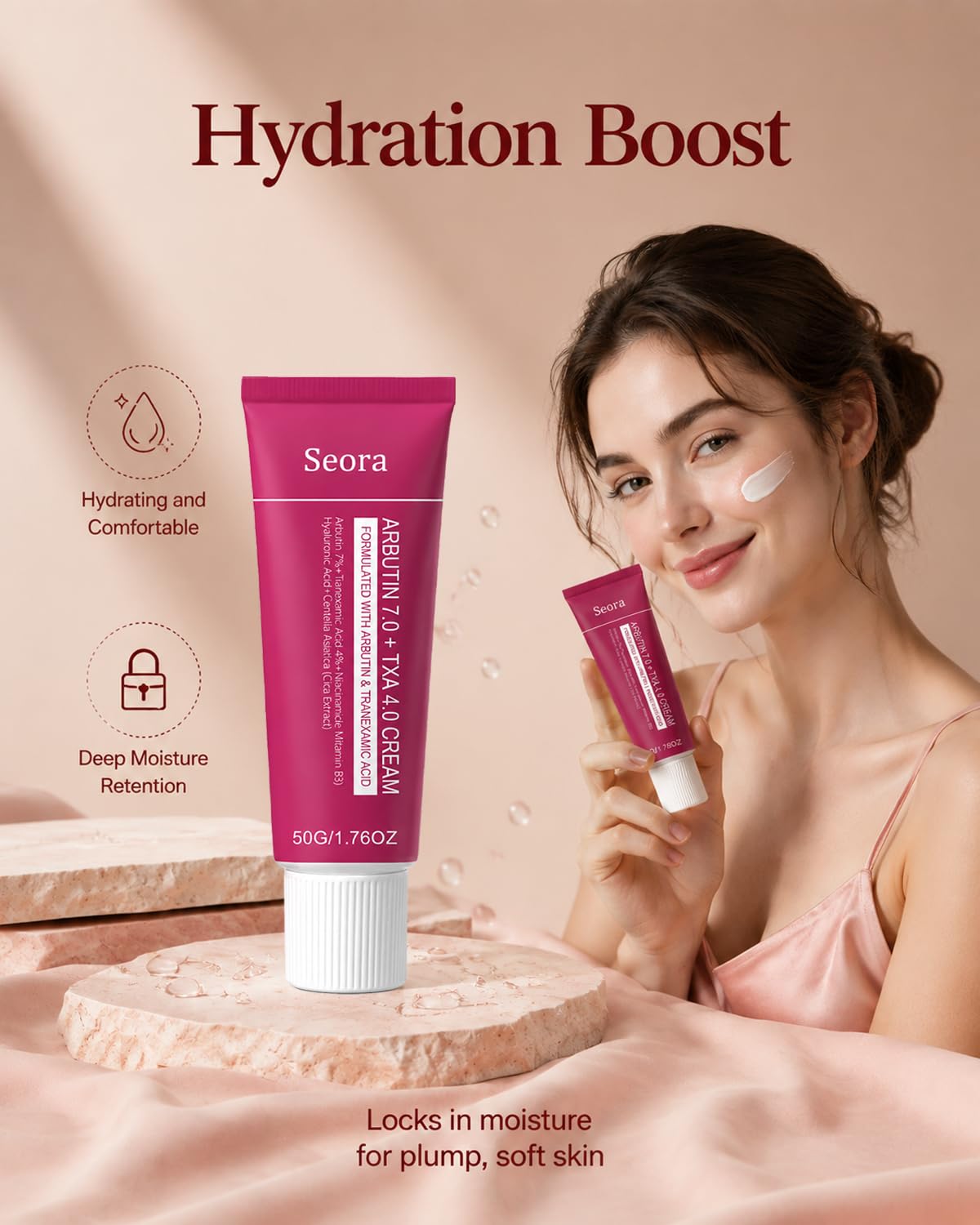 Korean Brightening Skincare Arbutin Cream, Moisturizer Hydrates, Evens Tone for Face Body and All Skin Types (2PCS)