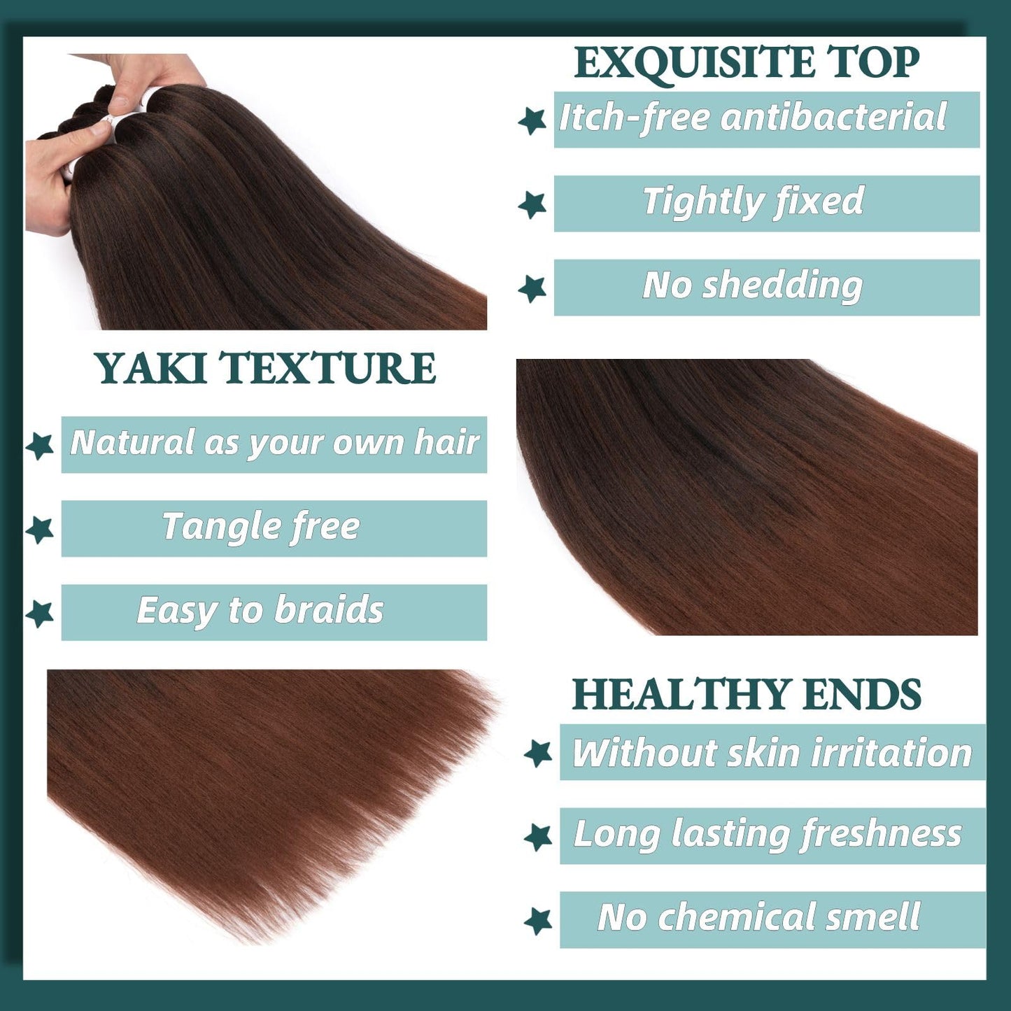 Ombre Braiding Hair,24 Inch Ombre Natural Black To Brown 6 Packs Hair Extensions Professional Synthetic Braid Hair Crochet Braids, Soft Yaki Texture, Hot Water Setting (24Inch,T1B/30#).