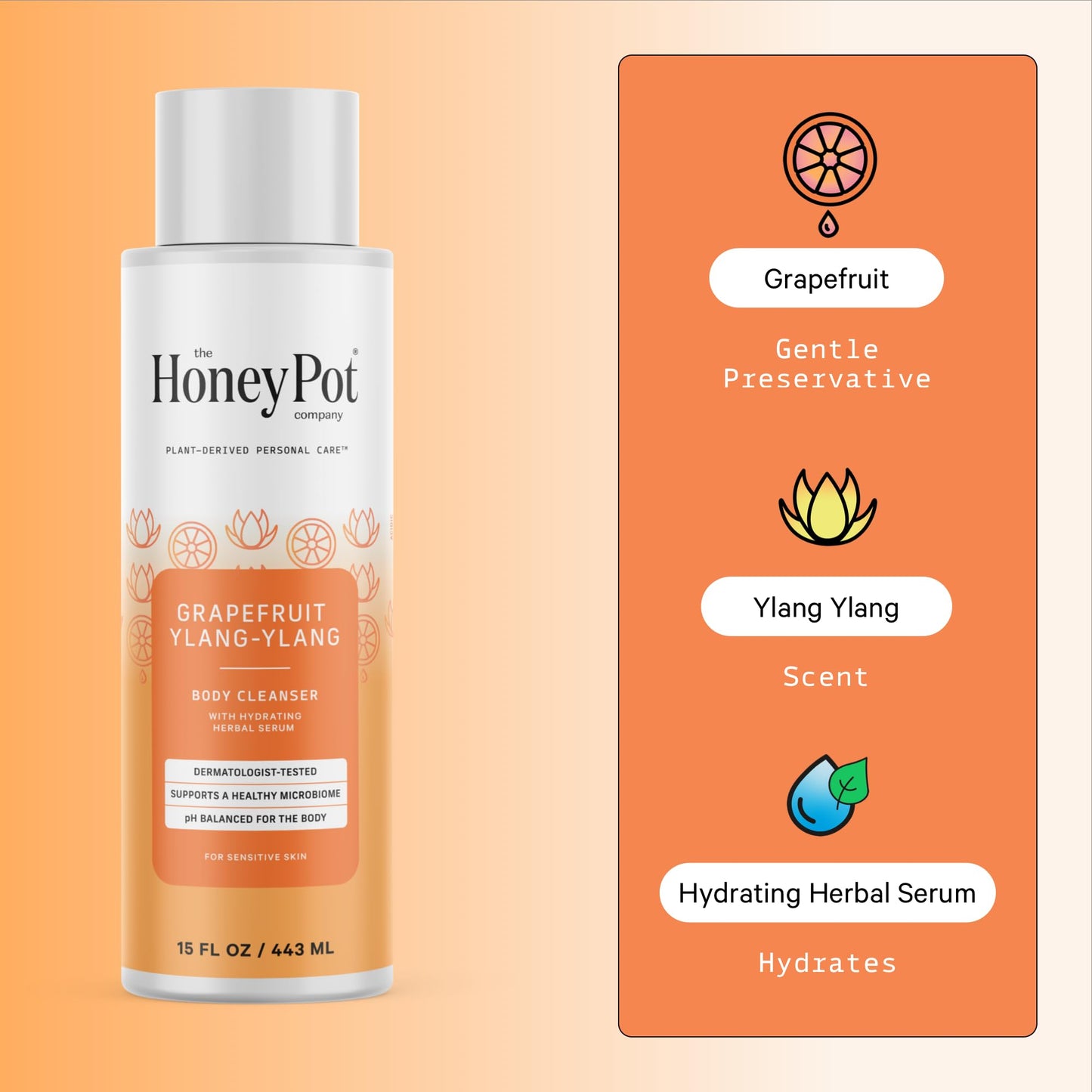The Honey Pot Company - Body Wash for Women - Grapefruit Ylang Ylang