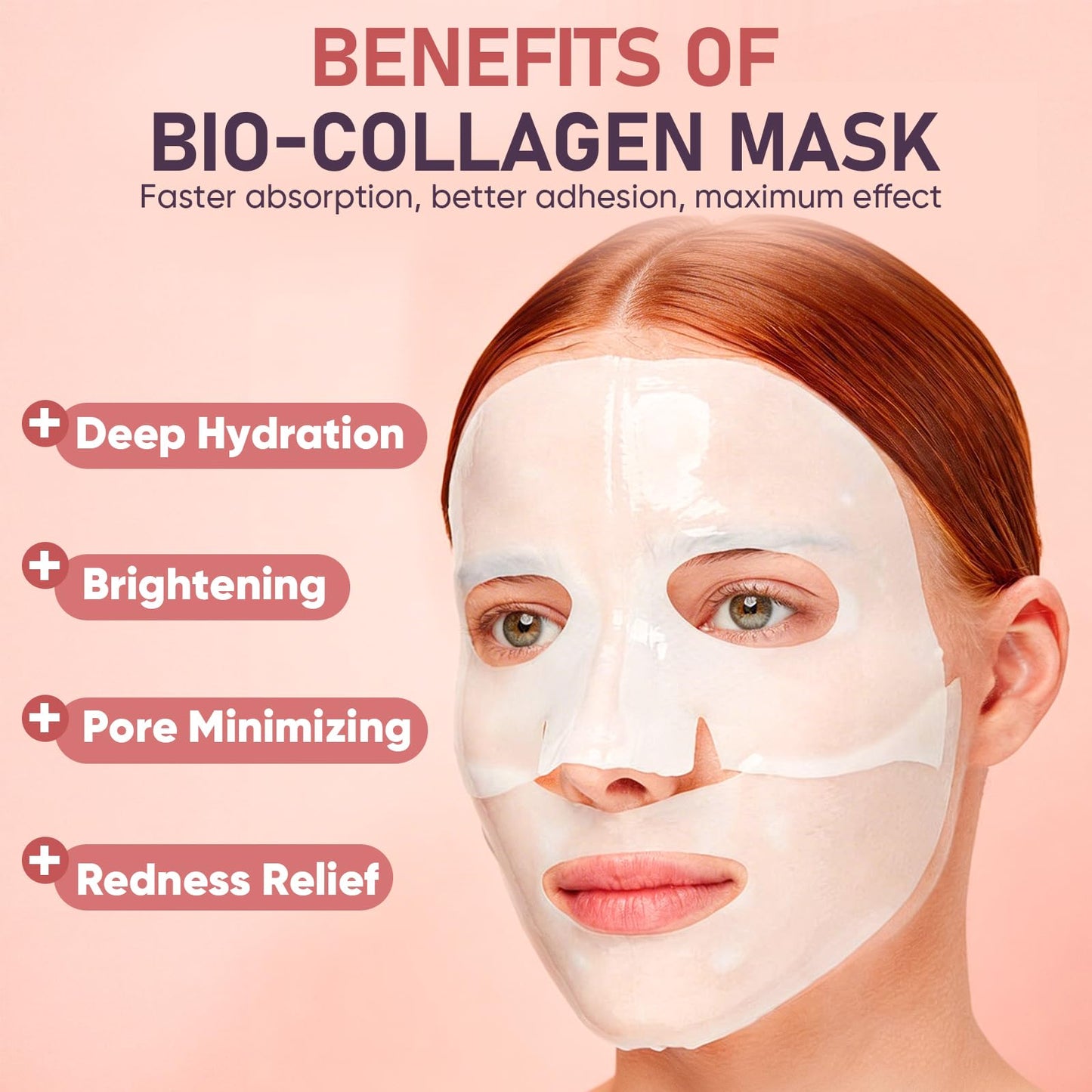 TEAWOO Bio-Collagen Facial Mask 8 EA, Hydrating & Soothing Hydrogel Face Mask, Overnight Collagen Face Mask for Glass Skin & Elasticity, Korean Skin Care