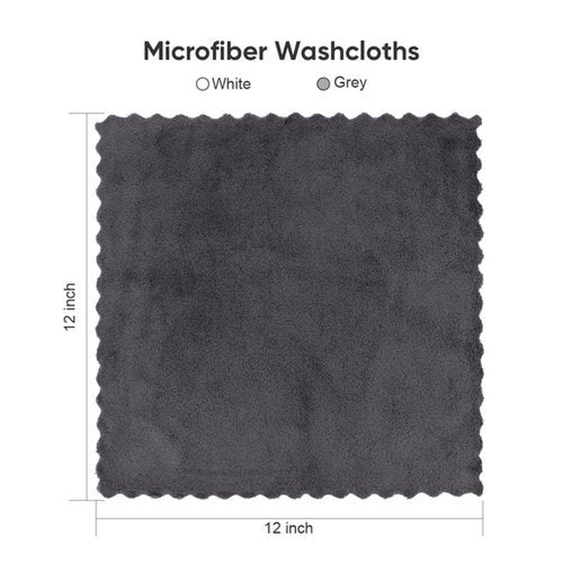 Orighty Washcloths 48 Pack, Ultra Soft Face Cloths 12 x 12 inch, Absorbent & Quick Drying Coral Velvet Washcloth Bulk, Multi-Purpose Face Cloth for Household, Cleansing and Sport (Grey)